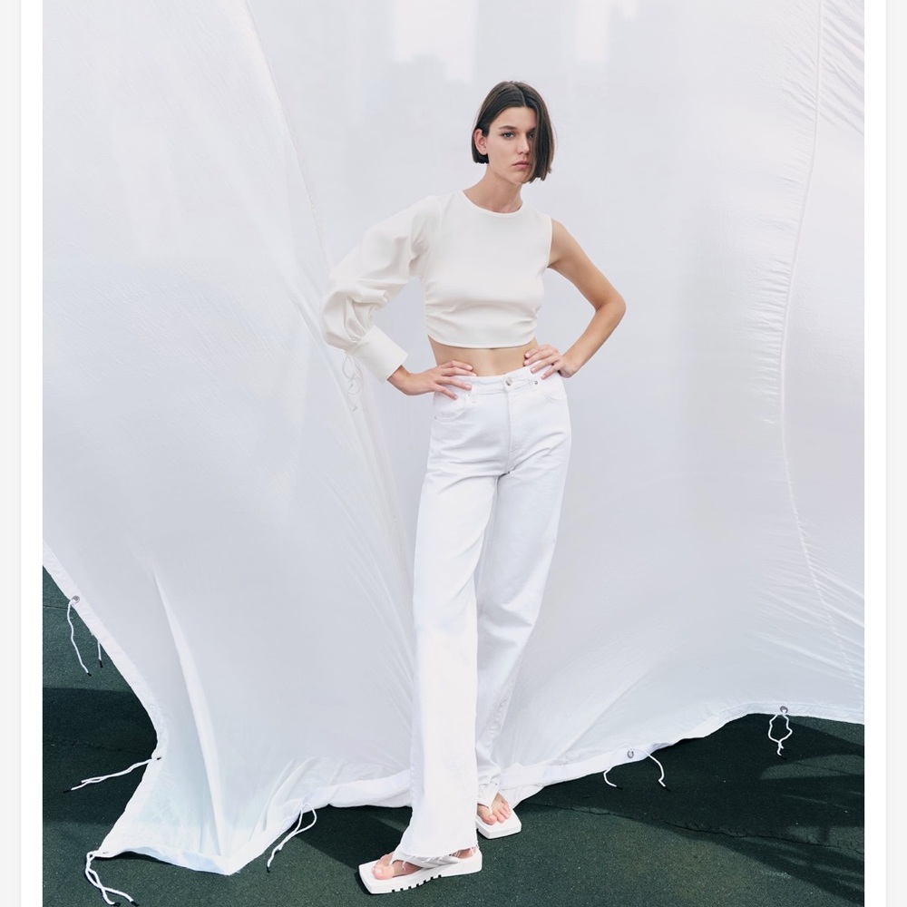 Zara white top with one sleeve - Picture 4 of 6